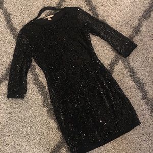 Black velvet sequin long sleeve dress Sz S